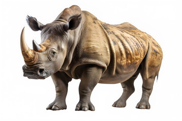 Obraz premium rhinoceros png ,side view of rhino isolated on transparent background ,generative ai