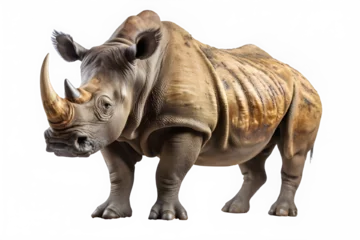 Poster rhinoceros png ,side view of rhino isolated on transparent background ,generative ai © Leo