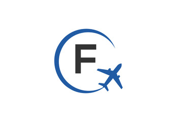 Fototapeta premium Letter F Air Travel Logo Design Template