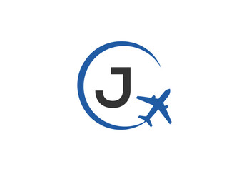 Letter J Air Travel Logo Design Template