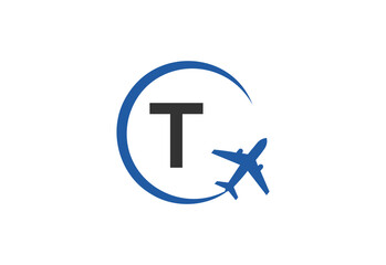 Letter T Air Travel Logo Design Template