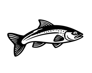 Salmon Logo. A Unique, Clean & Solid salmon Fish Vector, Great to use for Logo, Shirts, Sticker & Decals, Make your salmon fishing activity more cool with this.
