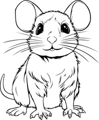 Rat Hand Drawn Realistic Detailed Coloring Book Animal Illustrations