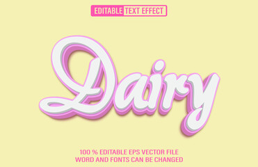 Editable dairy text effect 3d style template