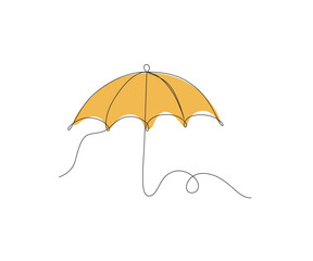 Umbrella line drawing vector. Hand-drawn line icon. Isolated icon. Design linear artwork elements. Flat design. one-line object.