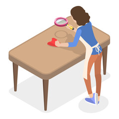 3D Isometric Flat Vector Illustration of Perfectionist, Too Much Attention to Details. Item 1