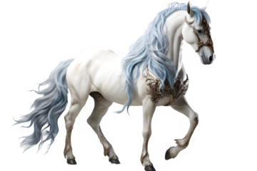 white unicorn png ,white horse isolated on transparent background ,generative ai
