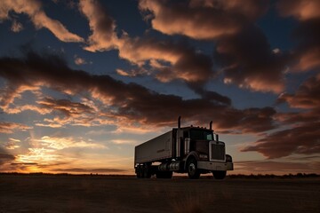 Truck beneath a serene sky. Generative AI