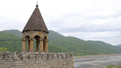 The edge of Ananuri fortress and Zhinvali reservoir, Georgia.
