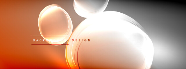 Vector abstract background - liquid transparent bubble shapes on fluid gradient with shadows and light effects