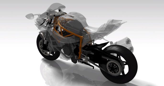 motorbike transparent 3D rendering illustration