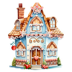 Cute Bread House In Christmas Clipart Illustration