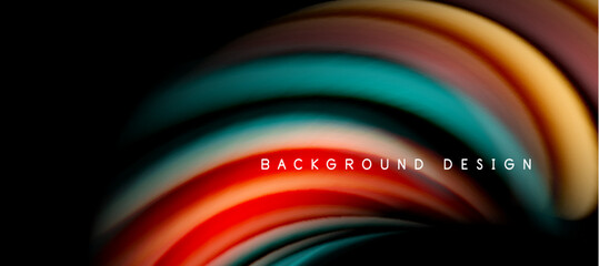 Rainbow color wave lines on black. Techno or business abstract background for posters, covers, banners, brochures, websites