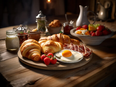 Traditional breakfast disg in scandinavia on wooden background close-up