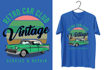 retro vintage car t-shirt design