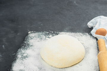 Freshly made dough on the table