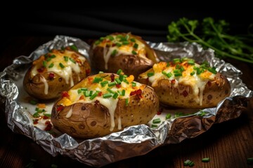 Obraz na płótnie Canvas Baked potatoes best. This is symbolic of the culinary arts. Generate Ai