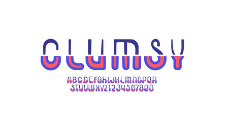 Playful colored font, joyful children alphabet, fancy cartoons letters and numbers, vector illustration 10EPS