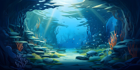 The under water scenery  background - obrazy, fototapety, plakaty