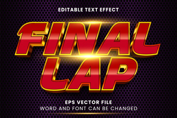 Final lap motorcycle theme 3d editable vector text effect	