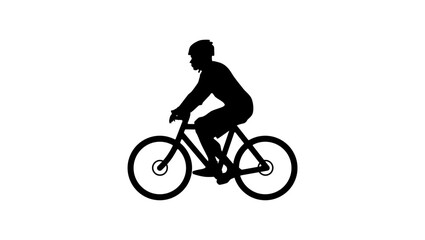 Fototapeta na wymiar Man Riding Bike, black isolated silhouette