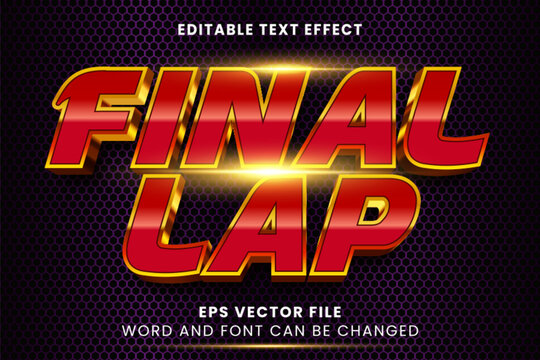 Final lap motorcycle theme 3d editable vector text effect	