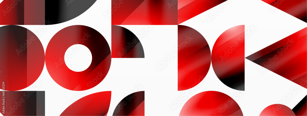 Poster geometric minimalism with triangles and circles. blend of basic shapes creating serene, visually ple