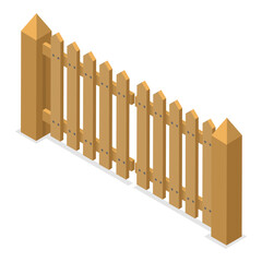 3D Isometric Flat Vector Set of Terrace Fences and Gates, Architecture Eexterior Elements. Item 6