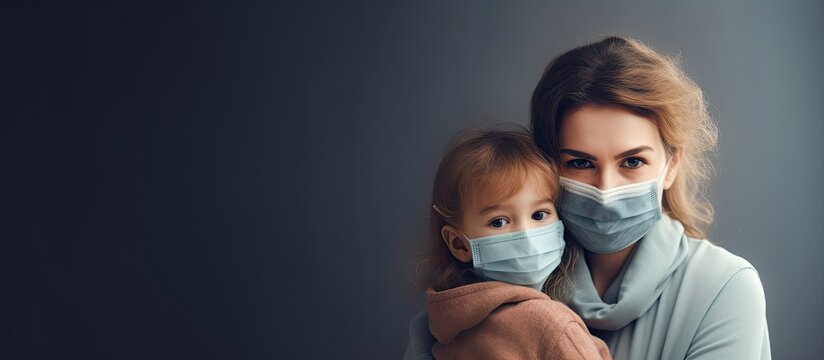 Anxious Mom With Masked Child Concerned About Pandemic S Impact