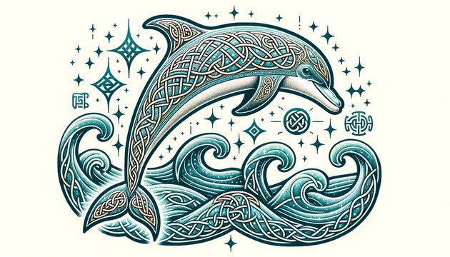 Illustration of a playful dolphin 