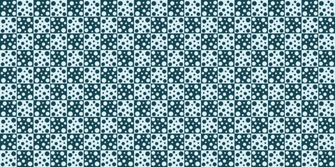 Circle pattern laid on a blue square background. Vector illustration.	