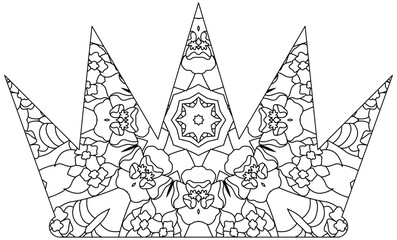 Fototapeta na wymiar Zentangle stylized crown for coloring. Hand Drawn lace vector illustration