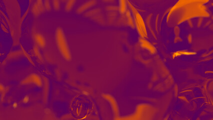 Obraz premium orange and rose diaphanous liquid bulbs backdrop - abstract 3D rendering