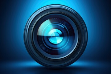 Translucent Camera lens blue. Digital media. Generate Ai