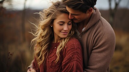 Fototapeta premium a couple in love warming up in an embrace