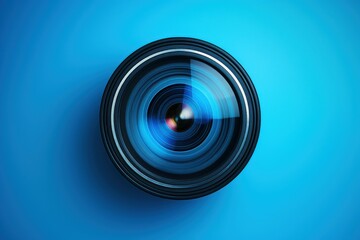 Spherical Camera lens blue. Digital media. Generate Ai