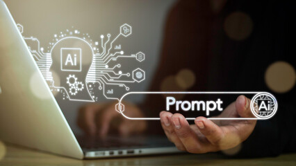 Businessman use software technology AI for business, smart robot automation system, chat bot...