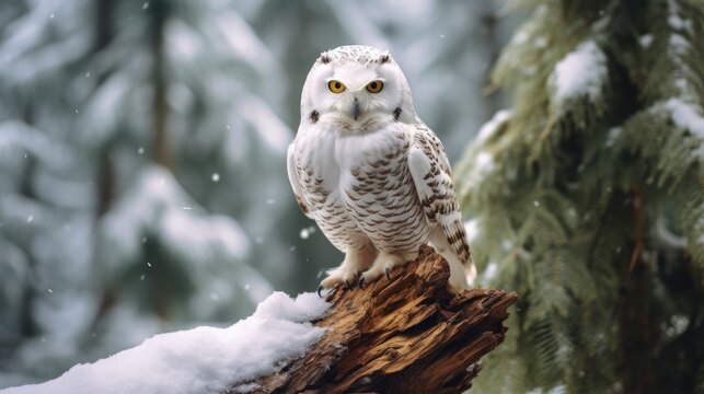 Owl perched at winter
