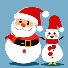 Santa Claus with and snowman in Christmas festival.
