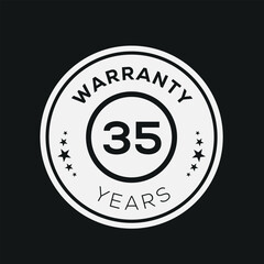 35 years warranty seal stamp, vector label.