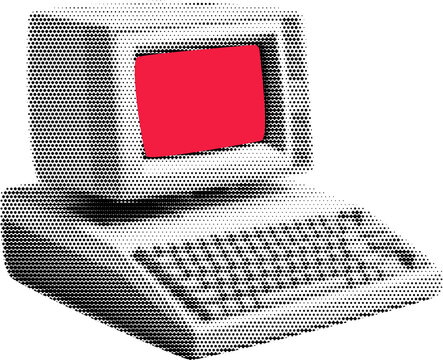 Retro Computer Collage Element