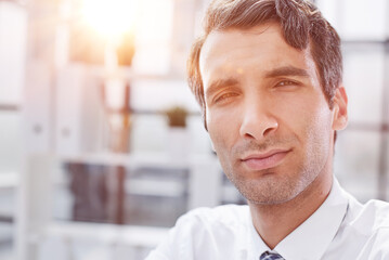 businessman boss employer lawyer middle age leader, man posing in modern office looking at camera serious facial expression