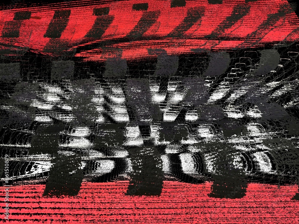 Aufkleber 3d exploding surface view white and vivid red on a black background futuristic sci-fi design