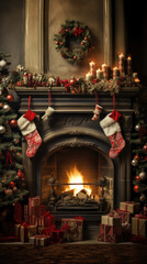 fireplace and stockings for xmas promotion