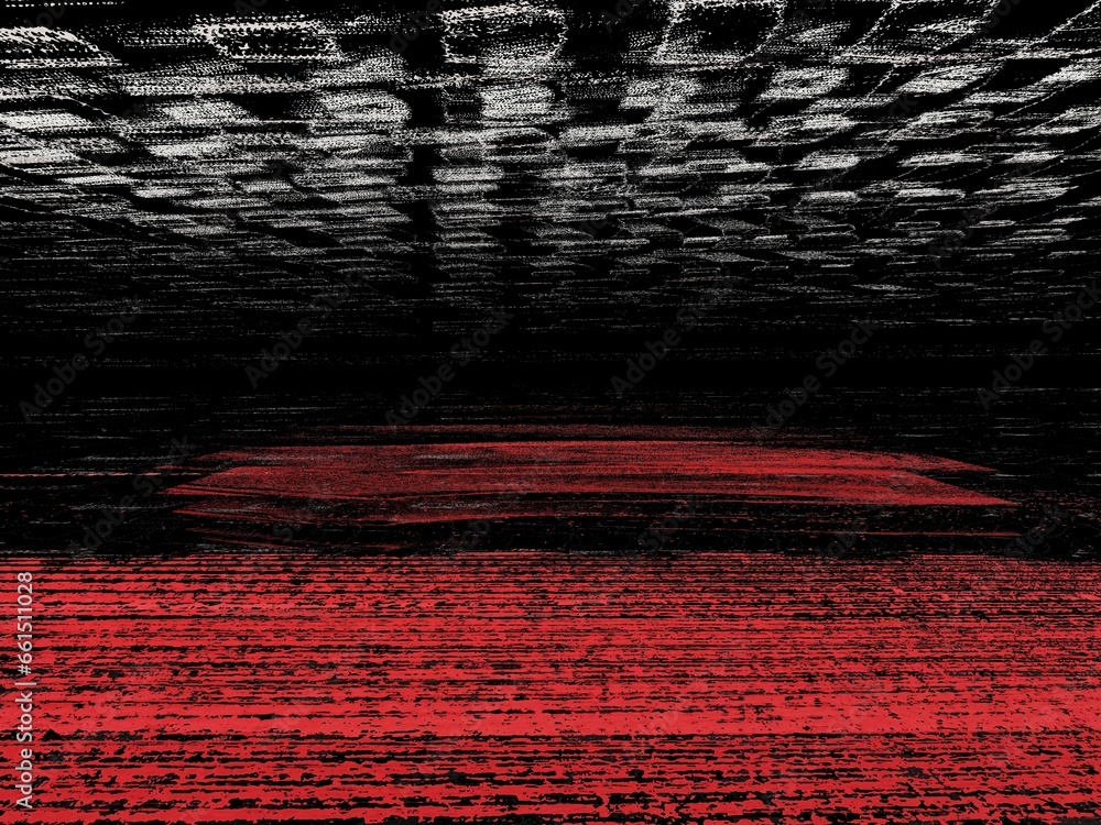 Aufkleber 3d exploding surface view white and vivid red on a black background futuristic sci-fi design