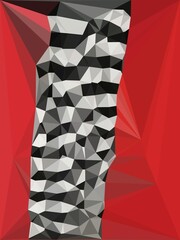 black white and red triangular cubist mosaic pattern and design