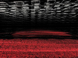 3D exploding surface view white and vivid red on a black background futuristic sci-fi design