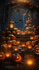 halloween background with pumpkins.