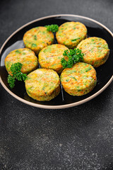 fresh vegetable cutlet broccoli, carrots, potatoes, onions, vegetables appetizer meal food snack on the table copy space food background rustic top view 