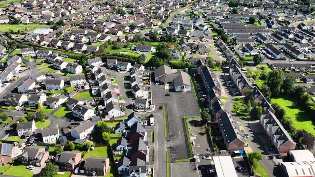 Aerial video of Ballymoney Elim Pentecostal Church Ballymoney Town Co Antrim Northern Ireland